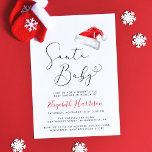 Santa Baby Christmas Baby Dusche Einladung<br><div class="desc">Eine niedliche Weihnachtsduscheinladung mit "Santa Baby" in elegantem Schriftzeichen mit Herzschlag,  Aquarellbild eines roten Weihnachtshutes und Einladung zu einer kleinen Babydusche. Personalisieren Sie den Namen der Mutter in einem stilvollen roten Drehbuch und die Duschdetails in einfachen modernen Typografie.</div>