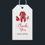 Santa Baby Christmas Baby Dusche Geschenkanhänger<br><div class="desc">Weihnachtsdusche zum Thema Weihnachten mit Baby-Kleidung und schwarzem Büffel kariert.</div>