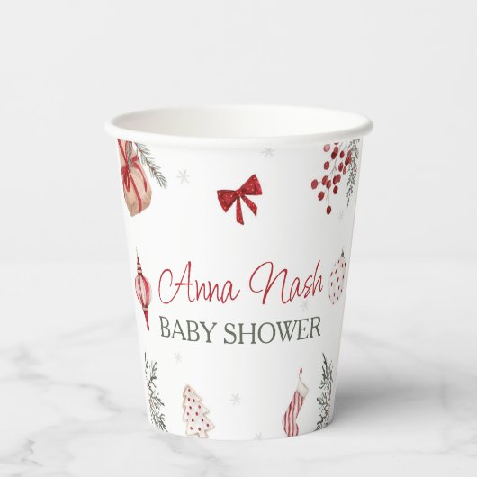 Santa Baby Christmas Baby Dusche Pappbecher (Rückseite)