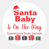 Santa Baby Christmas Baby Dusche Runder Aufkleber (Vorderseite)