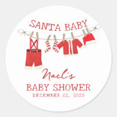 Santa Baby Christmas Baby Dusche Runder Aufkleber (Vorderseite)