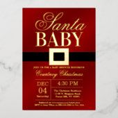 Santa Baby | Christmas Baby Shooter Real Gold Folieneinladung (Vorderseite)