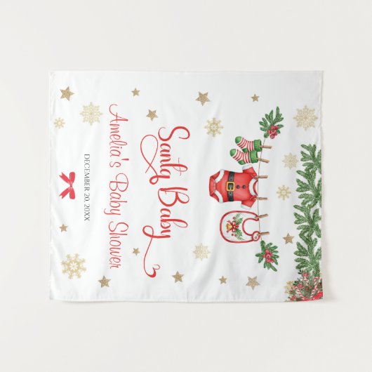 Santa Baby Christmas Baby Shower Celebration Wandteppich (Vorderseite (Horizontal))