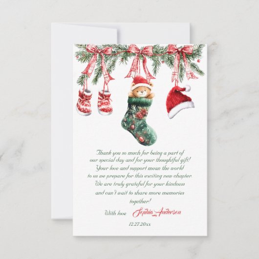 Santa Baby Christmas Baby Shower Dankeskarte (Vorderseite)