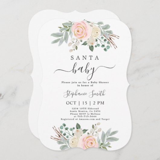 Santa Baby Christmas Baby Shower Girl Einladung (Vorne/Hinten)