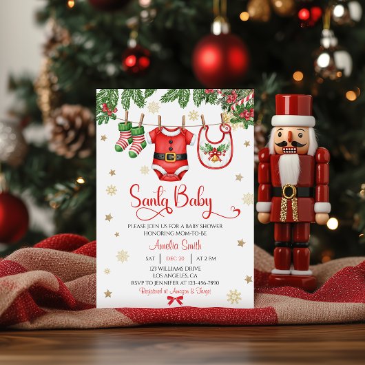 Santa Baby Christmas Baby Shower Invitation Einladung