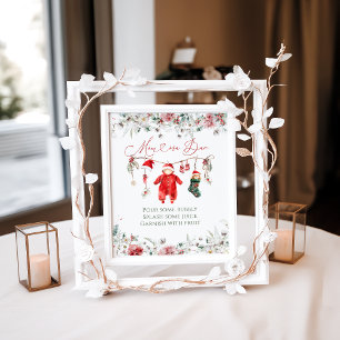 Santa Baby Christmas Baby Shower Mama-osa Bar Poster