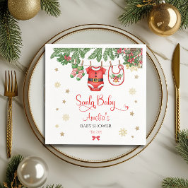 Santa Baby Christmas Baby Shower Napkins Festive Serviette