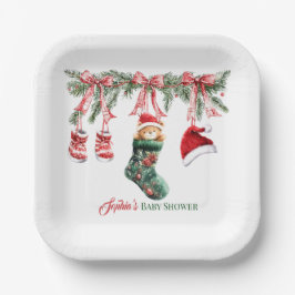 Santa Baby Christmas Baby Shower Pappteller