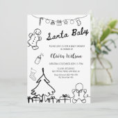 Santa Baby Christmas Baby Shower Party Einladung (Stehend Vorderseite)