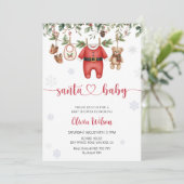 Santa Baby Christmas Baby Shower Party Einladung (Stehend Vorderseite)