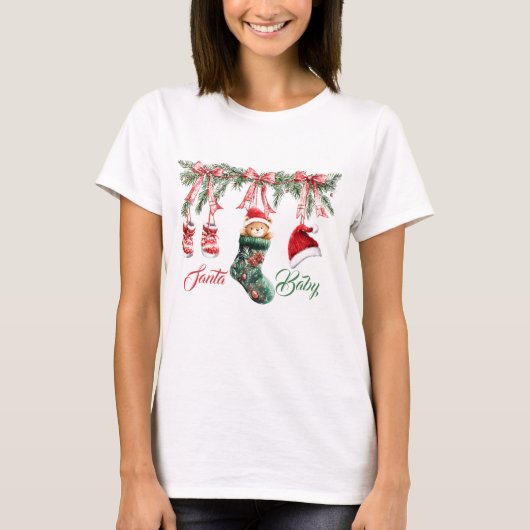 Santa Baby Christmas Baby Shower T-Shirt (Vorderseite)