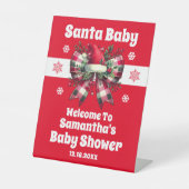 Santa Baby Christmas Bow Babydusche Willkommen Sockelschild (Vorderseite)