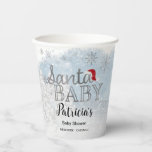Santa Baby Christmas Boy Baby Dusche Pappbecher<br><div class="desc">Schöne Kalligraphie mit Schneeflocken,  winterbezogene Babydusche. Einfach mit Ihren Daten personalisieren. Karo der Auflistung,  um passende Elemente als Gehäusekarten zu finden.</div>