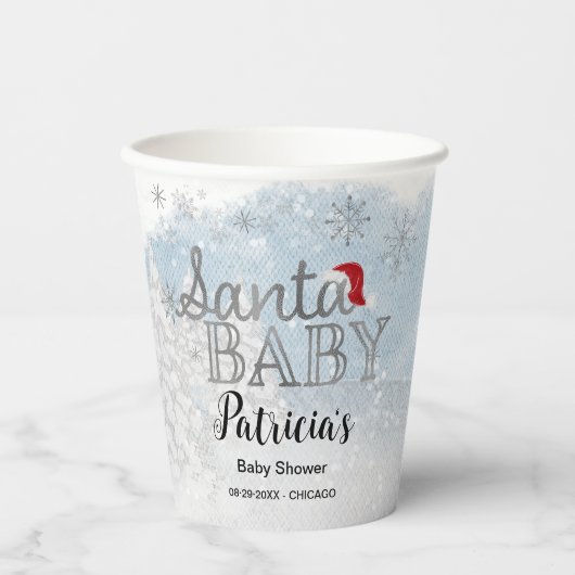 Santa Baby Christmas Boy Baby Dusche Pappbecher (Vorderseite)