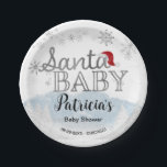 Santa Baby Christmas Boy Baby Dusche Pappteller<br><div class="desc">Schöne Kalligraphie mit Schneeflocken,  winterbezogene Babydusche. Einfach mit Ihren Daten personalisieren. Karo der Auflistung,  um passende Elemente als Gehäusekarten zu finden.</div>