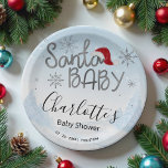 Santa Baby Christmas Boy Baby Dusche Pappteller<br><div class="desc">Weihnachtsjunge Babydusche Teller</div>
