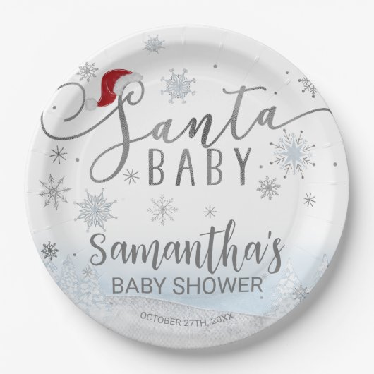 Santa Baby Christmas Boy Baby Dusche Pappteller (Vorderseite)