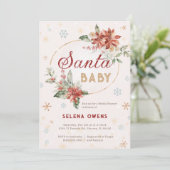 Santa Baby Christmas Brautparty Poinsettia Einladung (Stehend Vorderseite)