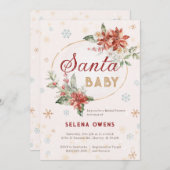 Santa Baby Christmas Brautparty Poinsettia Einladung (Vorne/Hinten)