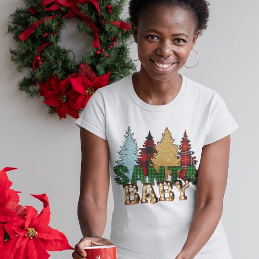 Santa Baby Christmas Buffalo Kariert Leopard Tree T-Shirt