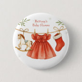 Santa Baby Christmas Clothesline Girl Baby Shower Button (Vorderseite)
