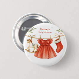 Santa Baby Christmas Clothesline Girl Baby Shower Button