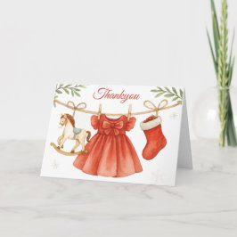 Santa Baby Christmas Clothesline Girl Baby Shower  Dankeskarte