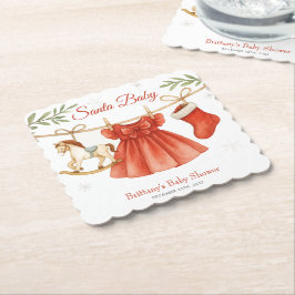 Santa Baby Christmas Clothesline Girl Baby Shower  Untersetzer