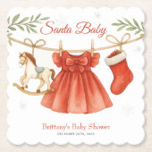 Santa Baby Christmas Clothesline Girl Baby Shower Untersetzer (Vorderseite)