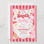 Santa Baby Christmas Coquette Bow Baby Shower Einladung (Vorderseite)