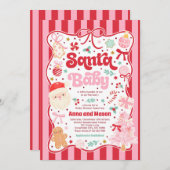 Santa Baby Christmas Coquette Bow Baby Shower Einladung (Vorne/Hinten)