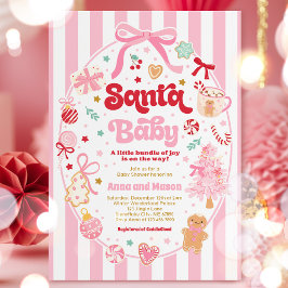 Santa Baby Christmas Coquette Bow Baby Shower Einladung