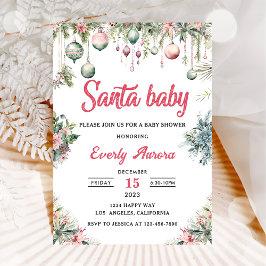 Santa Baby Christmas Floral Baby Dusche Einladung