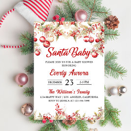 Santa Baby Christmas Floral Baby Dusche Einladung