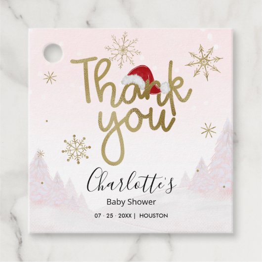 Santa Baby Christmas Girl Baby Dusche Vielen Dank Geschenkanhänger (Vorderseite)