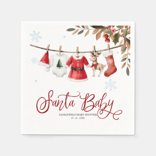 Santa Baby Christmas Girl Baby Shower Napkins Serviette (Vorderseite)