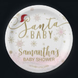 Santa Baby Christmas Girl Babydusche<br><div class="desc">Schöne Kalligraphie mit Schneeflocken,  winterbezogene Babyduschplatte. Einfach mit Ihren Daten personalisieren. Karo der Auflistung,  um passende Elemente als Gehäusekarten zu finden.</div>