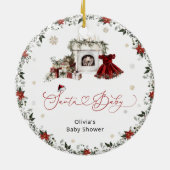 Santa Baby Christmas Girl Babydusche Keramik Ornament (Hinten)