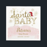 Santa Baby Christmas Girl Babydusche Napkins Serviette<br><div class="desc">Schöne Kalligraphie mit Schneeflocken,  winterbezogene Babydusche. Einfach mit Ihren Daten personalisiert. Karo der Auflistung,  um passende Elemente als Gehäusekarten zu finden.</div>