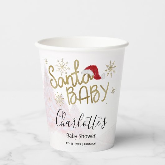 Santa Baby Christmas Girl Babydusche Pappbecher (Vorderseite)