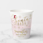 Santa Baby Christmas Girl Babydusche Pappbecher<br><div class="desc">Schöne Kalligraphie mit Schneeflocken,  winterbezogene Babydusche-Papiertasse. Einfach mit Ihren Daten personalisieren. Karo der Auflistung,  um passende Elemente als Gehäusekarten zu finden.</div>