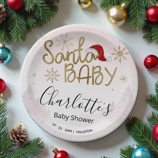 Santa Baby Christmas Girl Babydusche Pappteller