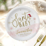 Santa Baby Christmas Girl Babydusche Pappteller<br><div class="desc">Schöne Kalligraphie mit Schneeflocken,  winterbezogene Babydusche. Einfach mit Ihren Daten personalisieren. Karo der Auflistung,  um passende Elemente als Gehäusekarten zu finden.</div>