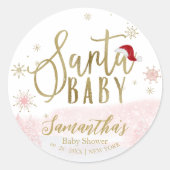 Santa Baby Christmas Girl Babydusche Runder Aufkleber (Vorderseite)