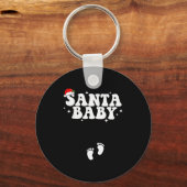 Santa Baby Christmas Pregnancy Announcement Pregna Schlüsselanhänger (Vorderseite)