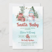 Santa Baby Christmas Snowman Baby Dusche Einladung (Vorderseite)