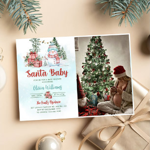 Santa Baby Christmas Snowman Baby Dusche Foto Einladung