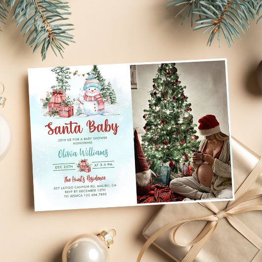Santa Baby Christmas Snowman Baby Dusche Foto Einladung