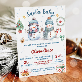 Santa Baby Christmas Snowman Baby Dusche Party Einladung